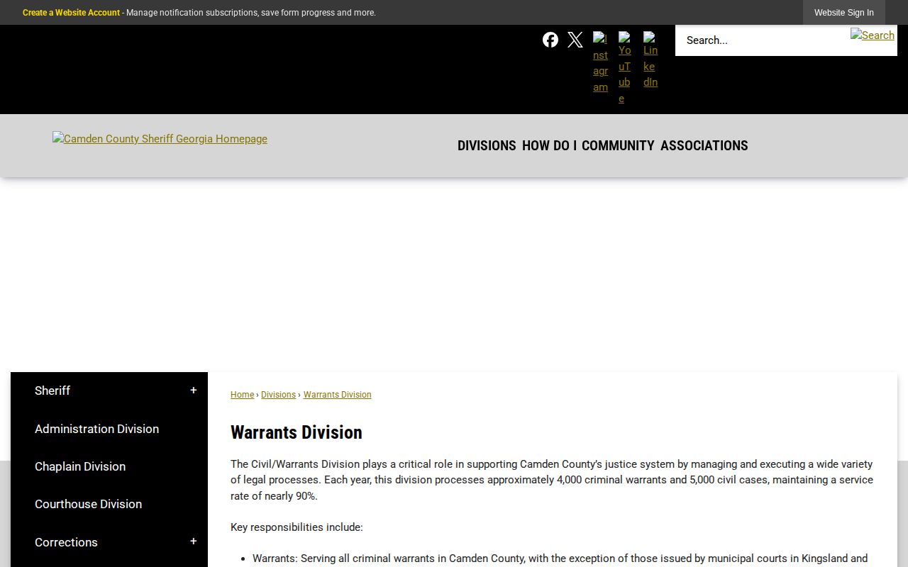 Camden County Sheriff's Office warrant check instructions
